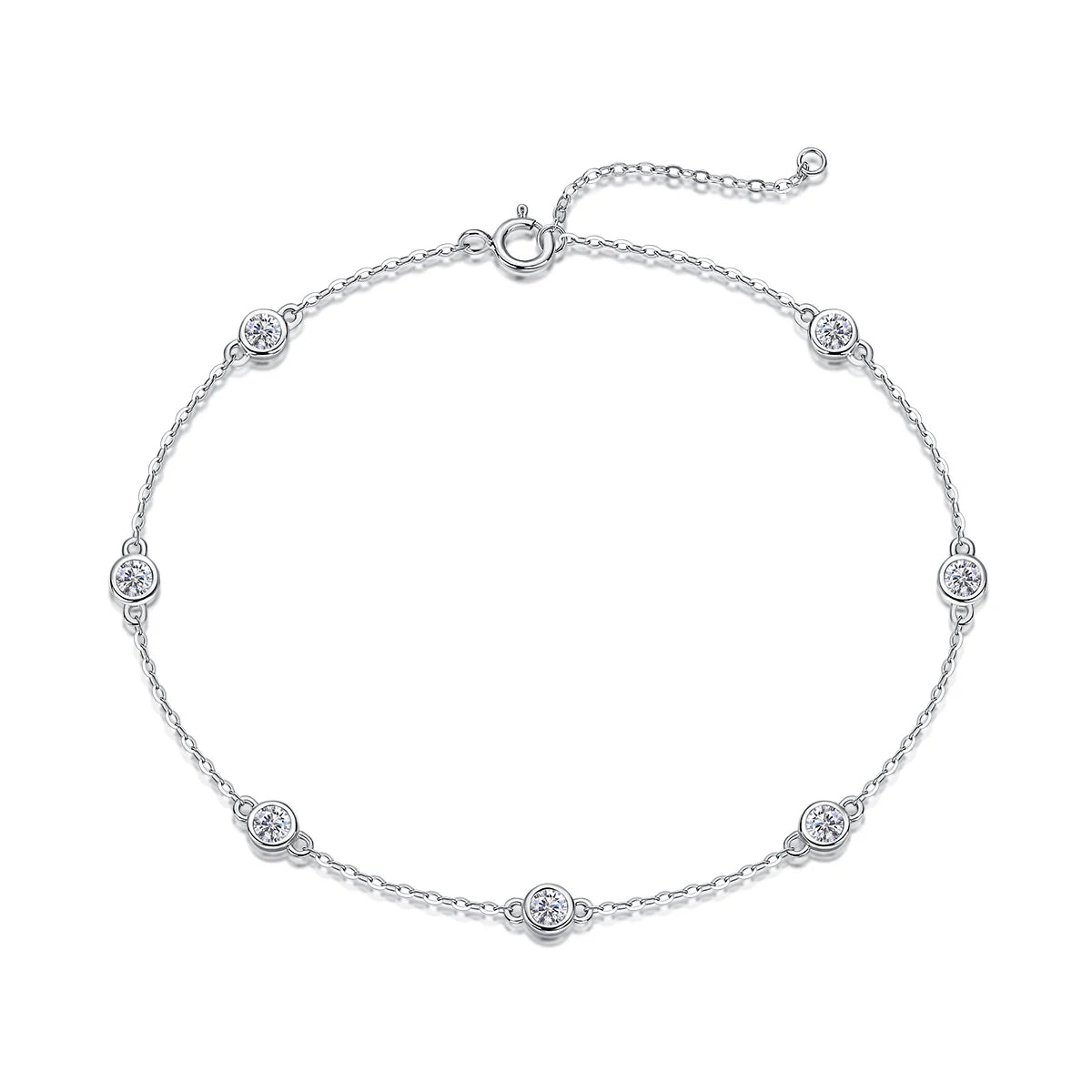JIUZUAN Moissanite Bracelet Bezel Setting 925 Silver 18K Gold Plated Dainty Chain Jewelry for Women Comes with GRA Certificate
