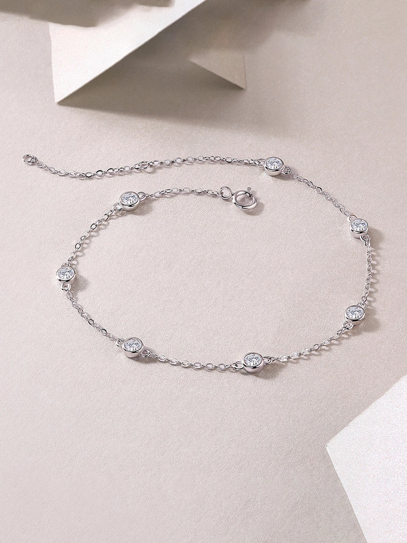 JIUZUAN Moissanite Bracelet Bezel Setting 925 Silver 18K Gold Plated Dainty Chain Jewelry for Women Comes with GRA Certificate