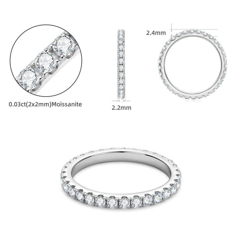 OXTAO D VVS1 All Moissanite Diamond Ring for Women Sterling Silver 925 Wedding Bridal Band Engagement Rings Jewelry Certified