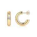 1 Pair Round Hoop Earrings 925 Sterling Silver 18K Gold Plated with Center Moissanite Stone Elegant Jewelry for Women Gift