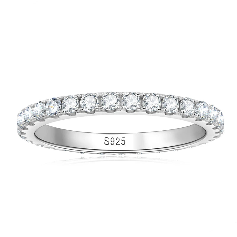 OXTAO D VVS1 All Moissanite Diamond Ring for Women Sterling Silver 925 Wedding Bridal Band Engagement Rings Jewelry Certified