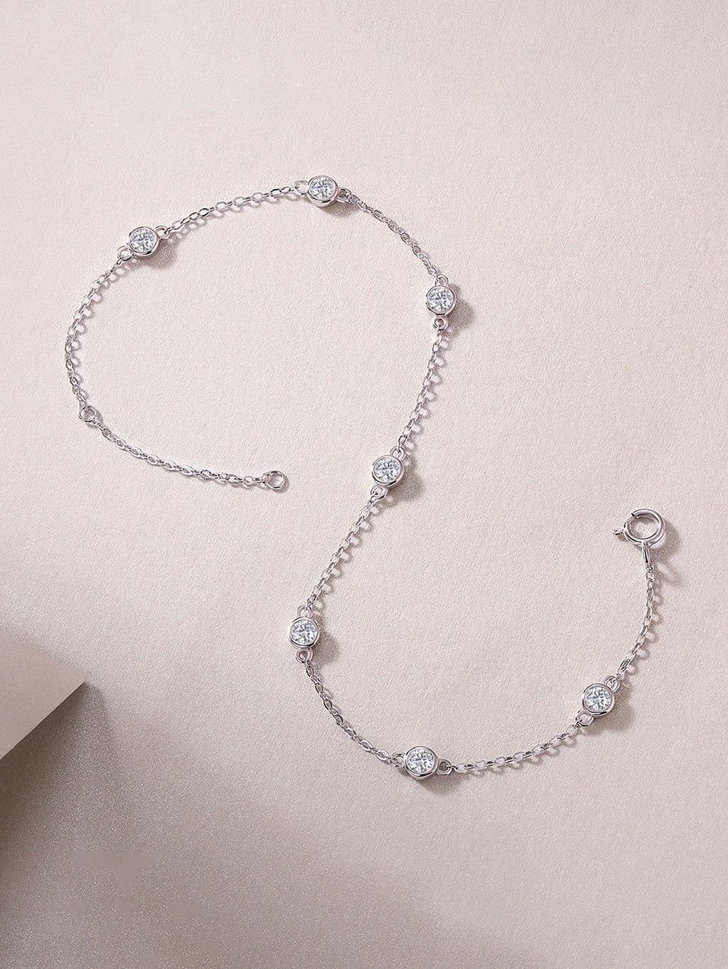 JIUZUAN Moissanite Bracelet Bezel Setting 925 Silver 18K Gold Plated Dainty Chain Jewelry for Women Comes with GRA Certificate