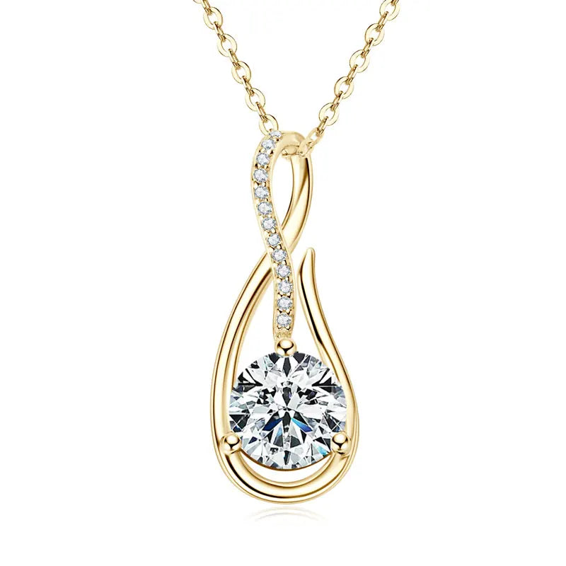 OXTAO 8MM Infinity Moissanite Pendant Necklace Female Jewelry Sterling 925 Silver Birthday Jewelry Gift With Certified
