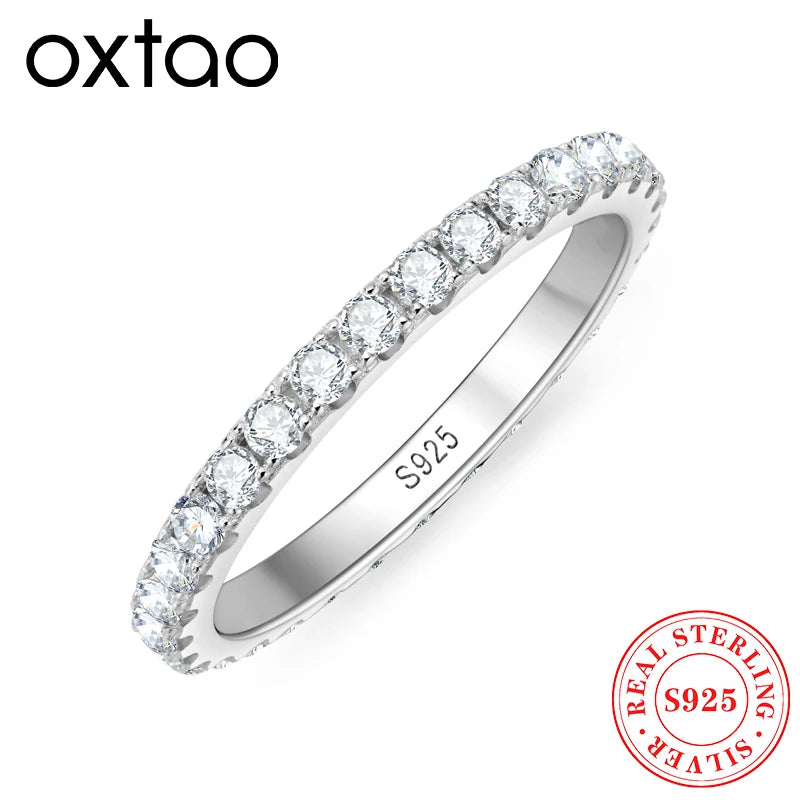 OXTAO D VVS1 All Moissanite Diamond Ring for Women Sterling Silver 925 Wedding Bridal Band Engagement Rings Jewelry Certified